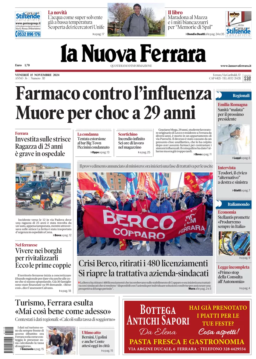 Prima-pagina-nuova ferrara-oggi-edizione-del-2024-11-15